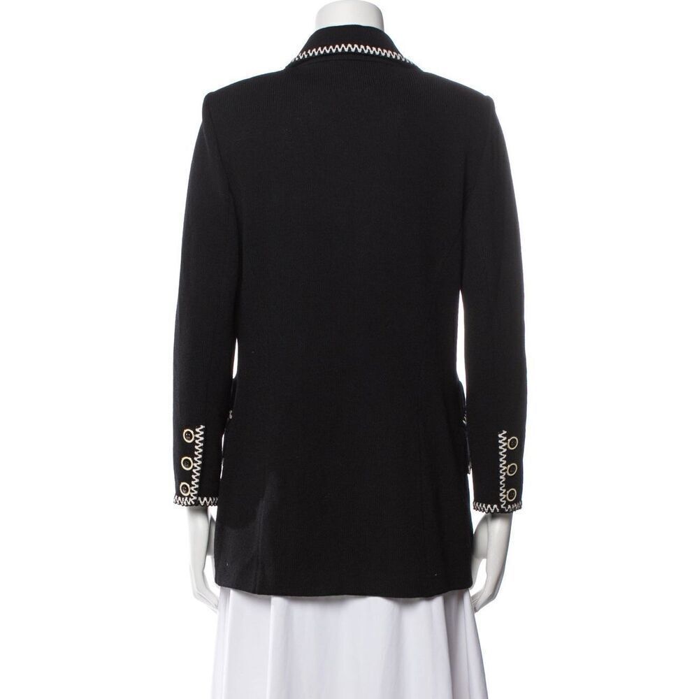 St. John Size L Santana Knit Longline Blazer Jacket Black Old Money Quiet Luxury - Picture 2 of 15